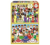 Educa - Set di 2 puzzle per bambini da 100 pezzi | Ragazze America e Africa | Consigliato per bambini di 6, 7 e 8 anni (20479)