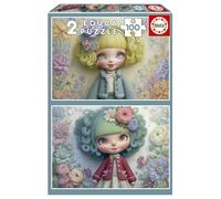 Educa - Set di 2 puzzle per bambini da 100 pezzi | Ragazze con motivi floreali | Consigliato per bambini di 6, 7 e 8 anni (20499)
