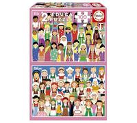 Educa - Set di 2 puzzle per bambini da 100 pezzi | Ragazze d'Europa e Asia | Consigliato per bambini di 6, 7 e 8 anni (20478)