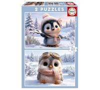 Educa - Set di 2 puzzle per bambini da 20 pezzi ciascuno | Puzzle con adorabili pinguini | Consigliato per bambini di 4, 5 e 6 anni | 2x20 (20505)