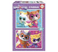 Educa - Set di 2 Puzzle per Bambini da 20 pezzi | SuperKitties | Dimensioni: 28 x 20 cm. Consigliato dai 4 anni (20340)