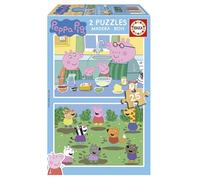 Educa - Set di 2 puzzles in legno per bambini con 25 pezzi ciascuno | Peppa Pig. Misura: 26 x 18 cm. Raccomandato 4 anni (19995)