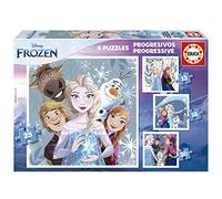Educa - Set di 4 puzzle progressivi per bambini da 12 a 25 pezzi con immagini di Frozen e dei suoi amici. Misure: 16 x 16 cm. Consigliato a partire da 3 anni (19735)