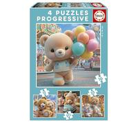 Educa - Set di 4 puzzle progressivi per bambini da 12 a 25 pezzi | Orsetti | Dimensioni: 16 x 16 cm | Consigliato per bambini dai 3 ai 5 anni (20500)