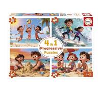 Educa - Set di 4 puzzle progressivi per bambini da 20 a 80 pezzi | Spiaggia | Dimensioni: 28 x 20 cm | Consigliato per partire da 4 5 6 anni (20503)
