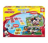 Educa - Topolino e Amici Superpack 4 in 1 | 2 Puzzle 25 Pezzi, Domino 21 Tessere, Memory Identic | Licenza ufficiale Disney Mickey Mouse | Dai 3 anni (19099)