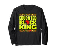 Educated Black King African Pride Empowerment Graphic Maglia a Manica