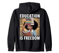 Education Is Freedom Lettore con Occhiali Motivazione Studio Felpa con Cappuccio