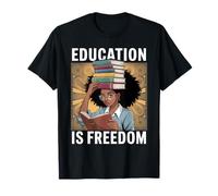 Education Is Freedom Lettore con Occhiali Motivazione Studio Maglietta