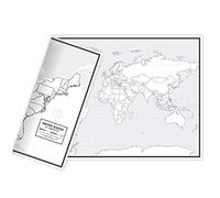 Educational Blank Outline Maps, 2-Sided World & US, 17” x 11”, 50-Pack | Great Blank Map Worksheets for Classroom or Home Study | Laminated Answer Sheet Included | Map Packs are Perfect Desk Size