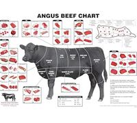 Educational Butcher Chart Poster: Angus Beef Cuts Diagram for Learning Meat Selection, Cooking Methods and Kitchen Wall Display(Framed,08x12inch(20x30cm))