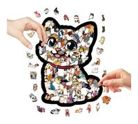 Educational Cat Puzzle, 135 Piece Jigsaw, Wooden Cat Puzzle with Challenging Features, Adult Puzzles Set with Engaging Design, Brain Teaser for Holidays Easter and Winter Activities