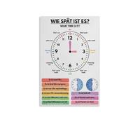 Educational Clock Poster, Telling Time Practice for Children, Learning Tool Wall Art for Classroom, Kids Room, Nursery(Framed,16x24inch(40x60cm))