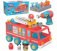Educational Insights Fire Truck Dog Camion dei Pompieri con Bolt Buddies Design & Drill di Learning Resources, Gioco di Costruzione per sviluppare la motricità fine, Pom, Multicolore, Grande, EI-4189