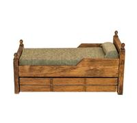 Educational Miniature Doll Camera Da Letto Accessori 1:12 Scala Moderno Letto Singolo In Legno Con Tessuti Di Cotone Per Bambini Case Delle Bambole Letto Con Deposito