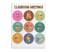 Educational Morning Greetings Poster Classroom Rules Chart for SEL Preschool Kindergarten Classroom(Framed,08x12inch(20x30cm))