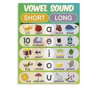 Educational Phonics Poster Short Long Vowel Sound Kids