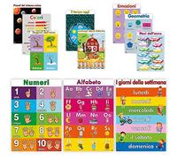 Educational poster kids numeri alfabeto- Poster educativi per bambini in italiano, Poster per la classe, materiale didattico, decorazione dell'aula primaria,alfabeto, numeri, sistema solare.…