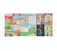 Educational Posters For Kids 12PCS Cartoon Learning Wall Posters English Early Learning Enlightenment Classroom Posters For Preschool Kindergarten Elementary School Synthetic