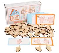 Educational Shape Puzzle - Gesture Matching Wooden Game, Early Learning Activity Support, Compact Play Toy Grip, Classroom Teaching Accessory, School Puzzles for Kindergarten, Home, Travel