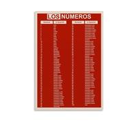 Educational Spanish Numbers Poster 0 to 100 Chart Los Números with English Translation for Students Teachers Canvas Painting Home Classroom Decor(Unframed,08x12inch(20x30cm))