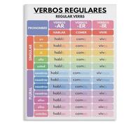 Educational Spanish Poster Verb Conjugation Tenses Reference