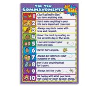 Educational Ten Commandments Wall Art for Kids - Bible Lesson Poster, Sunday School & Homeschool Classroom Decor, Unframed Print (Unframed,08x12inch(20x30cm))