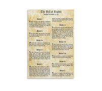 Educational Wall Art The Bill of Rights Poster US Constitution 1791 Canvas Print for School Classroom Homeschool or Civic Office Decor(Framed,08x12inch(20x30cm))