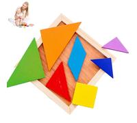 Educativo,Gioco di Geometria di Matchmaking per Educazione Precoce,Giocattolo TangramLegno - per Casa Scuola Viaggio Vacanze Attività Estere Campeggio Natale