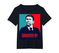 Educato da Ronald Reagan, Presidente repubblicano del GOP Regan Maglietta, Donna Plus-Size, Nero, 1X