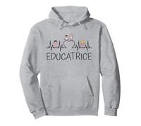 Educatrice asilo nido battito cardiaco con cuore e bambini Felpa con Cappuccio