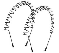 Eduftis 2 fasce per capelli in metallo per capelli da donna, fascia per capelli antiscivolo da uomo, unisex, nere semplici, per sport all'aria aperta