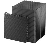 Edukit Tappetino in Gomma Eva, 4 Pezzi e 8 Bordi, 61,5 x 61,5 cm, Spesso 2 cm, Nero, Puzzle ad Incastro - più Spesso e più Grande delle Normali