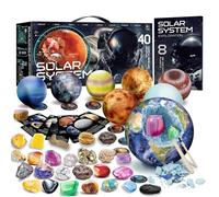 EDUMAN Kit di Scavo per Bambini, Kit Scavo per Gemme, 40 Cristalli, Minerali e Rocce, Minerali da Collezione, Regalo per Bambini