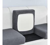 Edumov Federa per divano elasticizzata, universale, antiscivolo, in velluto per cuscini singoli, grande da 1 posto, grigio scuro)