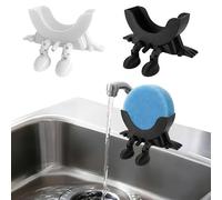 EduPlayte 2 supporti per spugna da appendere con drenaggio, supporto per spugna stampato in 3D, supporto per lavello da cucina, mantiene la spugna asciutta e sorridente, senza spugna (nero + bianco)