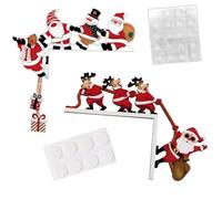 EduPlayte 3 Pezzi Decorazione Porta Natale Legno, Natale Decorazioni Casa per Il Telaio della Porta con Adesivo Rotondo, per Porta Ingresso Casa Cornice in Legno per Porta Finestra