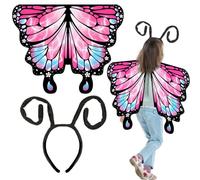 EduPlayte Ali da Farfalla Bambina, 2 Pezzi Costume Farfalla Bambina Set, Abbigliamento Ragazza, Cinturino per Capelli, per Carnevale Party Dress up, Festa Danza Spettacolo