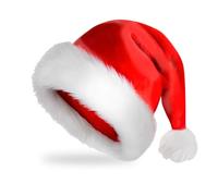 EduPlayte Cappello di Babbo Natale, cappello di Natale per adulti, cappello di Babbo Natale, cappelli di Babbo Natale per bambini, comfort C-hristmas Party H-at ispessisce pelliccia classica - per