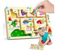EduPlayte Giochi Montessori 2 3 4 5 6 Anni, Dinosauro Labirinto Magnetico Bambini di Numeri Colore in Legno, Puzzle Bambini Dinosauro Giochi, Palline Magnetiche Colorate,Regalo per Ragazze Ragazzi