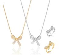 EduPlayte Kit di Gioielli a Farfalla per Donna, Collier Farfalla Clavicola per Donna, Lusso Leggero Diamante Brillante Design Minimalista Collane e Anelli, Accessori Brillanti per Ragazze