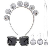 EduPlayte Set di 4 accessori per costume da pirata, accessori vintage da capitano pirata, con bandana rossa, per donne e uomini, accessori per carnevale, Halloween, cosplay, feste pirata