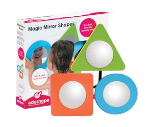 Edushape Magic Mirror Shapes Bath Toy Gift Set. 3 Fun Shaped, Bath-safe Mirrors that stick to any flat surface. Shape & Colour recognition. Suitable for Baby Boys & Girls from 12 months +