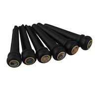 Eduuyvee Set di 6 perni per chitarra in ebano nero a forma di ponte in con verde Abalone Dot per chitarra acustica