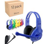 Eduvy Bulk Cuffie per aule con microfono, resistenti cuffie cablate per studenti con microfono a braccio rotante. Insegnanti indispensabili dalle elementari all'università (confezione da 12 colori
