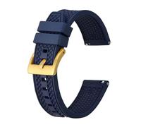 EDVENA Cinturini for Orologi in Gomma Fluorurata 18mm 20mm 22mm for Cinturini in caucciù Bracciale di Ricambio Nero Blu Marrone(Blue-Gold Buckle_18mm)