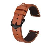 EDVENA Cinturini For Orologio In Pelle Crazy Horse, 18 Mm 20 Mm 22 Mm, Compatibili Con Smartwatch Huawei Compatibile Con Samsung Galaxy Gear, Nero Verde Marrone(Toffee Brown-Black,18mm)