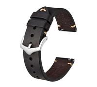 EDVENA Cinturini For Orologio In Pelle Crazy Horse, 18 Mm 20 Mm 22 Mm, Compatibili Con Smartwatch Huawei Compatibile Con Samsung Galaxy Gear, Nero Verde Marrone(Black-Silver Buckle,22mm)