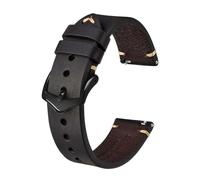 EDVENA Cinturini For Orologio In Pelle Crazy Horse, 18 Mm 20 Mm 22 Mm, Compatibili Con Smartwatch Huawei Compatibile Con Samsung Galaxy Gear, Nero Verde Marrone(Black-Black Buckle,18mm)