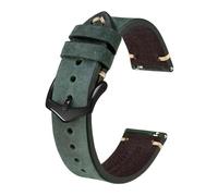EDVENA Cinturini For Orologio In Pelle Crazy Horse, 18 Mm 20 Mm 22 Mm, Compatibili Con Smartwatch Huawei Compatibile Con Samsung Galaxy Gear, Nero Verde Marrone(Green-Black Buckle,22mm)